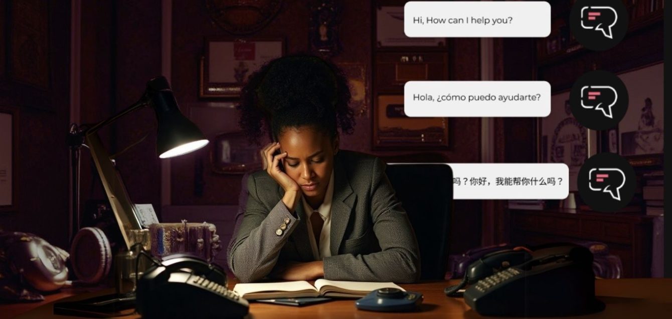 Modern AI receptionist handling customer support calls with a friendly digital interface.